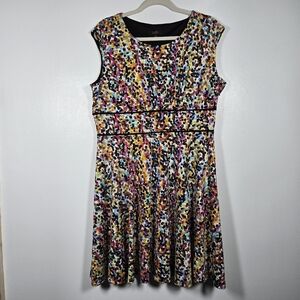ILE New York Colorful Confetti Spotted Fit & Flare Sleeveless Dress Size 14